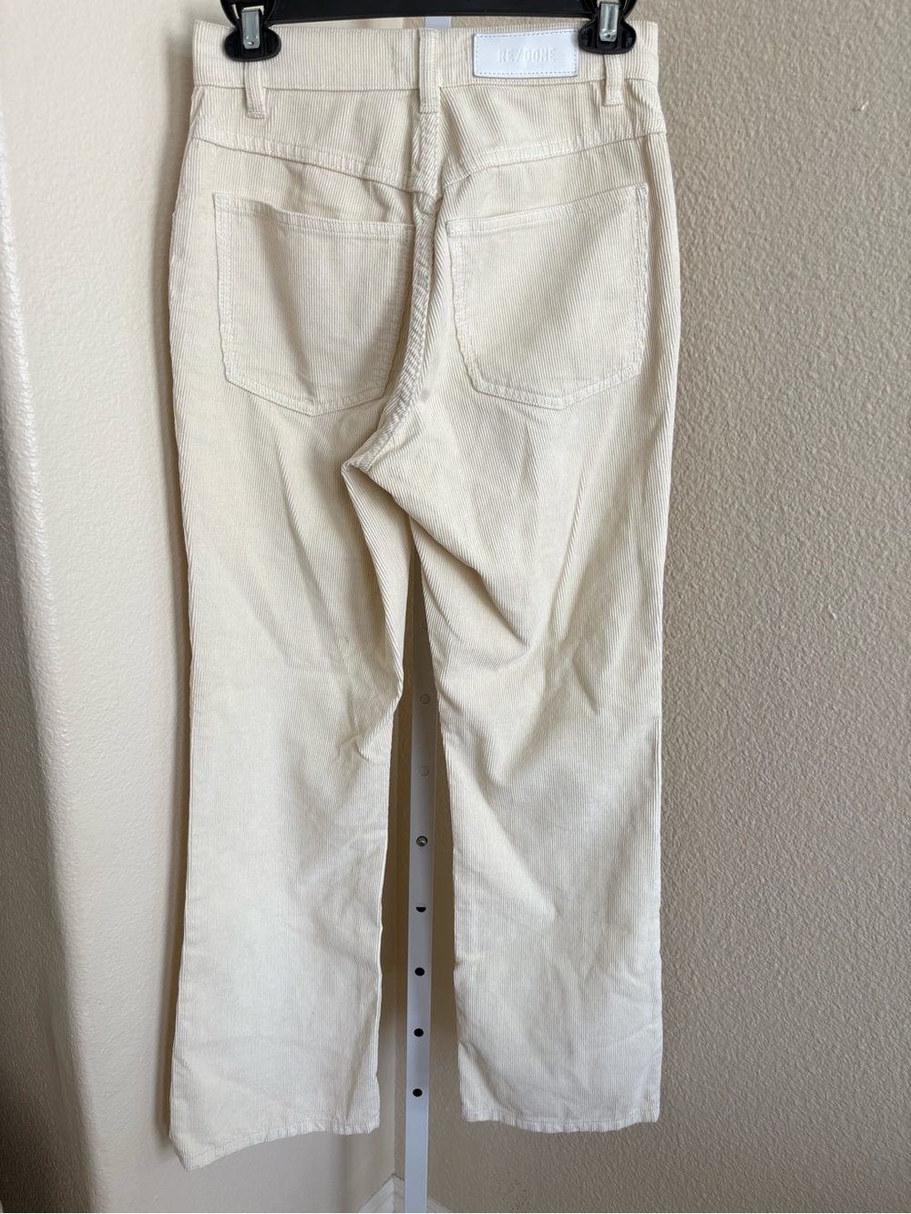 Re/Done Flared Cropped Corduroy Trousers in Ivory - Size 23 - Picture 6 of 7